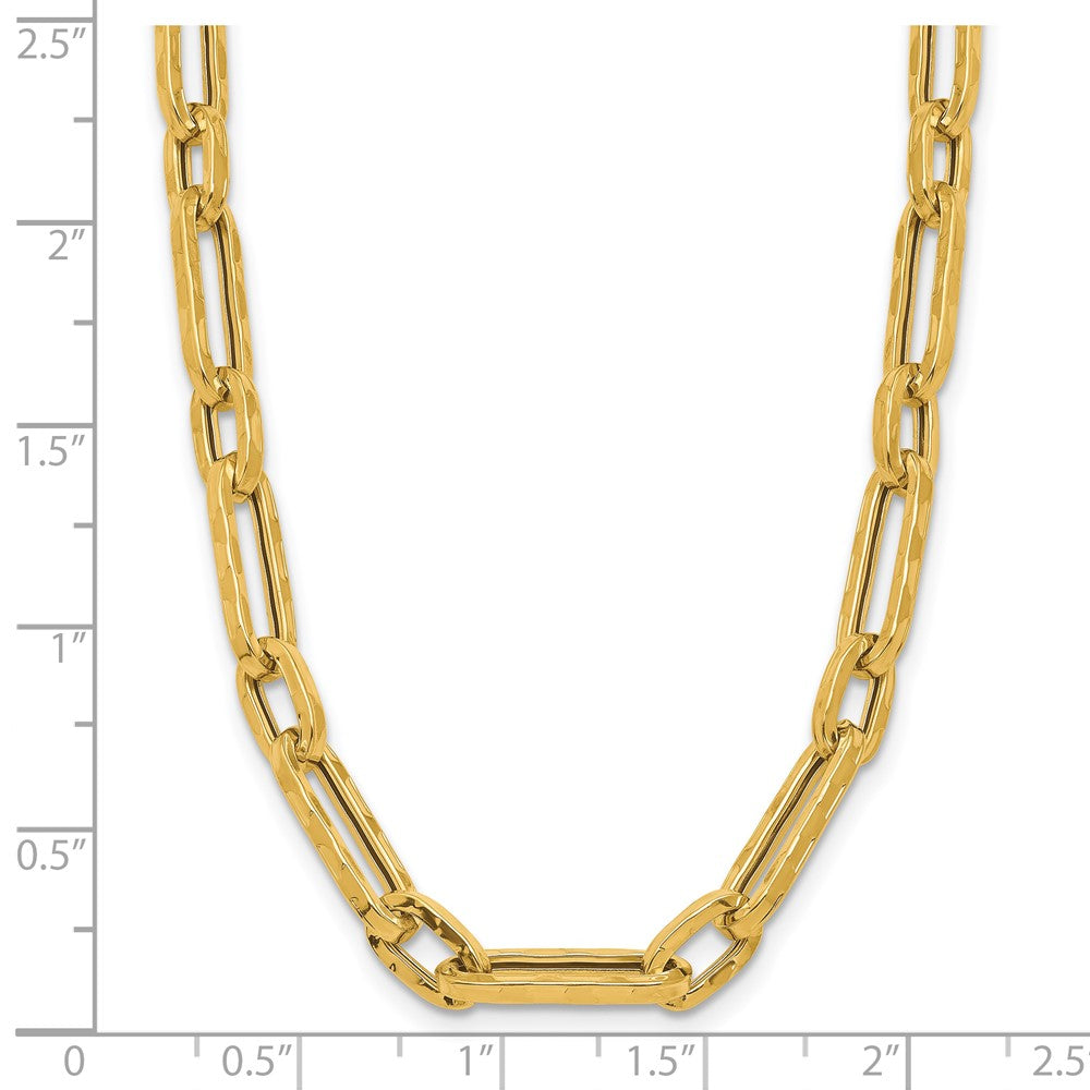 14K Yellow Gold Polished And Textured Fancy Link Necklace