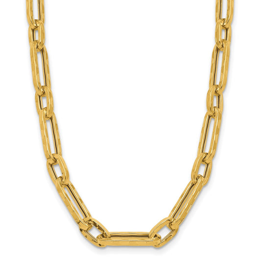 14K Yellow Gold Polished And Textured Fancy Link Necklace