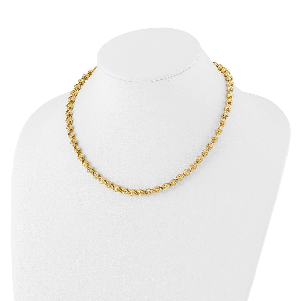 14K Yellow Gold Diamond Cut Fancy Link Necklace