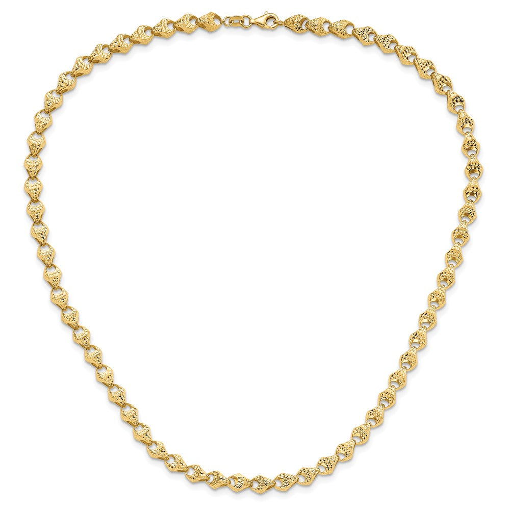 14K Yellow Gold Diamond Cut Fancy Link Necklace
