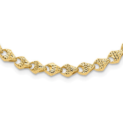 14K Yellow Gold Diamond Cut Fancy Link Necklace
