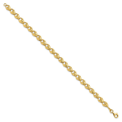 14K Yellow Gold Diamond Cut Fancy Link Bracelet
