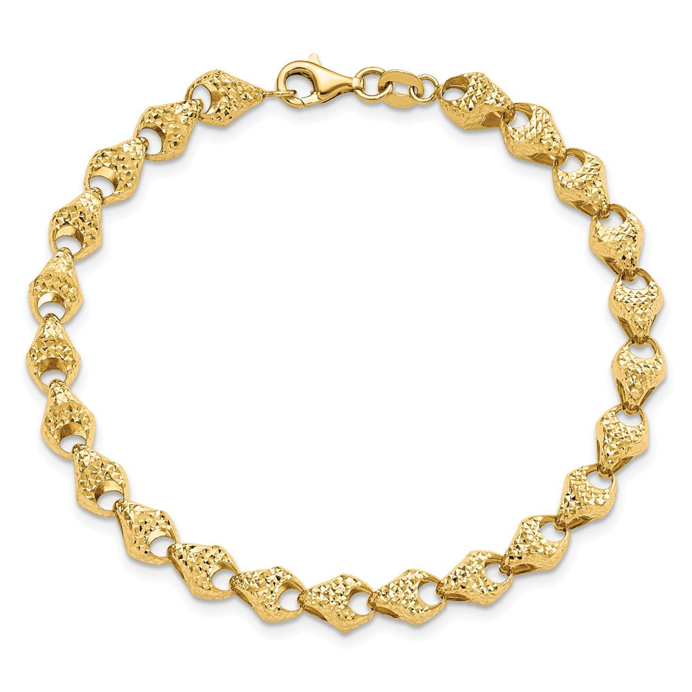 14K Yellow Gold Diamond Cut Fancy Link Bracelet