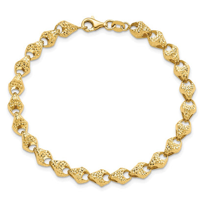 14K Yellow Gold Diamond Cut Fancy Link Bracelet