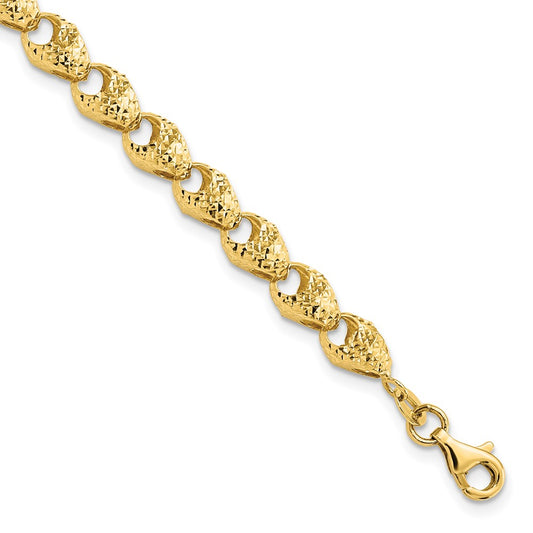 14K Yellow Gold Diamond Cut Fancy Link Bracelet