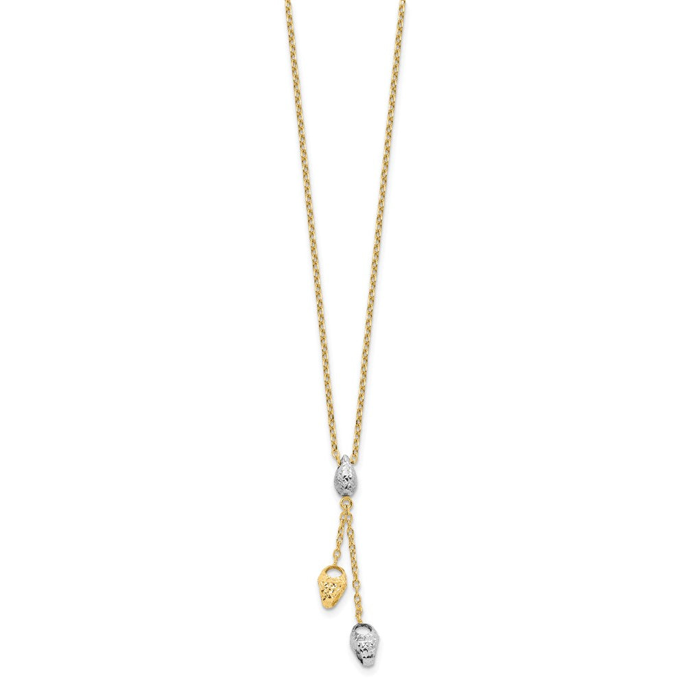 14K Two Tone Diamond Cut Beads Drop Necklace