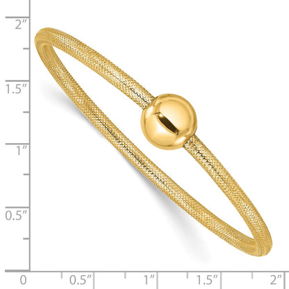 14K Yellow Gold Polished With Bead Stretch Bracelet