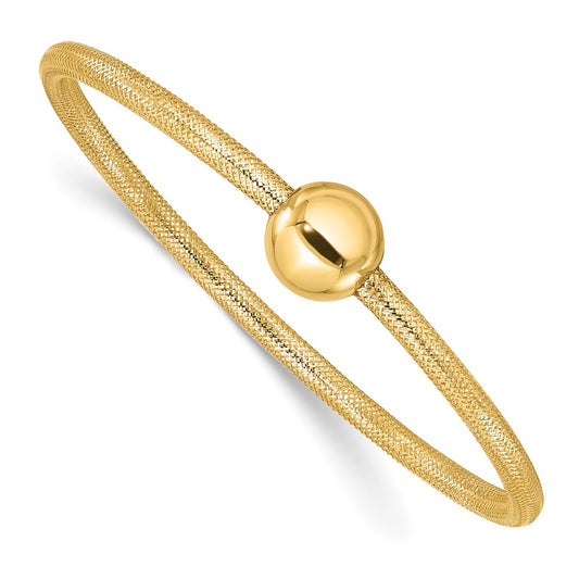14K Yellow Gold Polished With Bead Stretch Bracelet