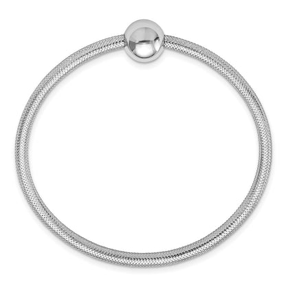 14K Yellow & Rhodium White Rh Plating Polished With Bead Stretch Bracelet