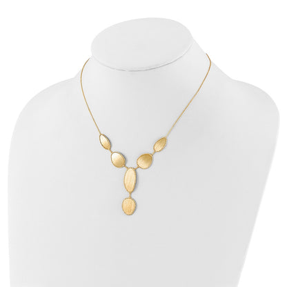 14K Yellow Gold Brushed And Diamond Cut Y Drop With 2 In Ext. Necklace