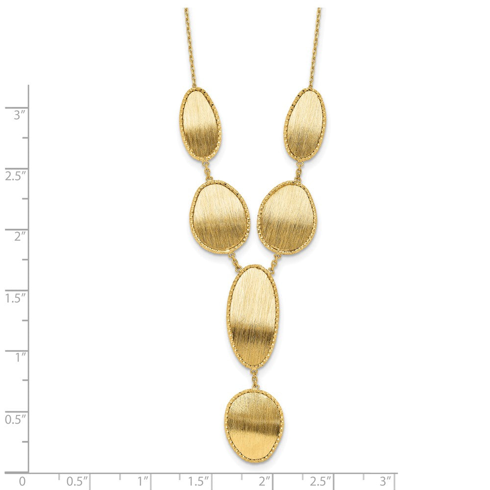 14K Yellow Gold Brushed And Diamond Cut Y Drop With 2 In Ext. Necklace