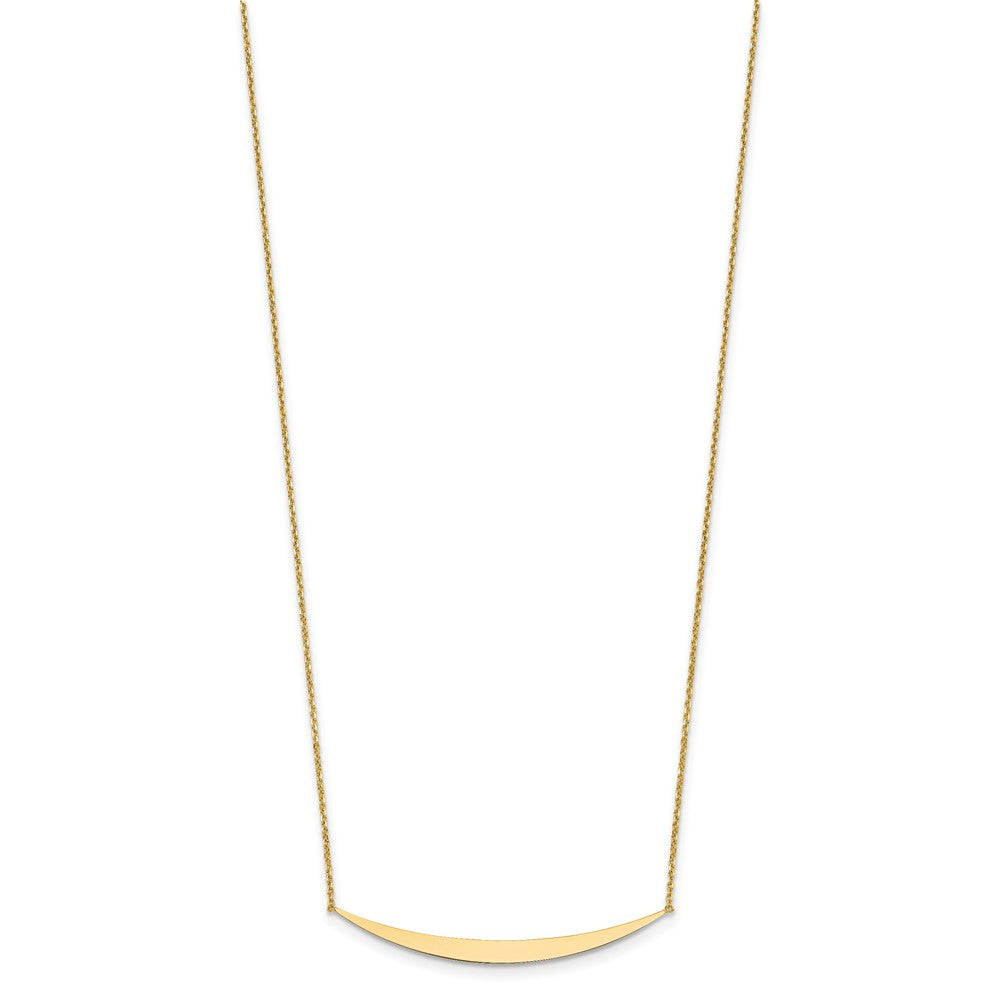 14K Yellow Gold Polished Curved Bar With 2In. Ext. Necklace