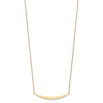 14K Yellow Gold Polished Curved Bar With 2In. Ext. Necklace