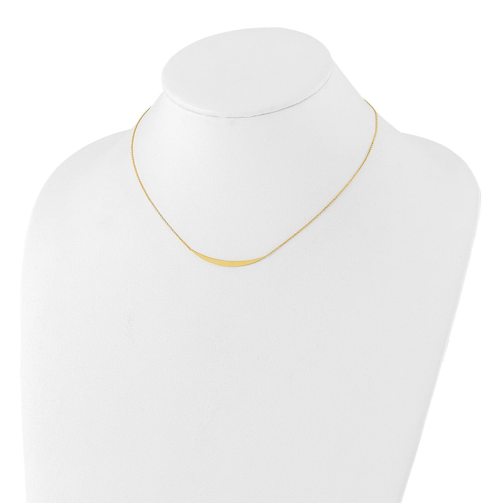 14K Yellow Gold Polished Curved Bar With 2In. Ext. Necklace