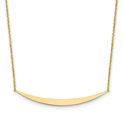 14K Yellow Gold Polished Curved Bar With 2In. Ext. Necklace
