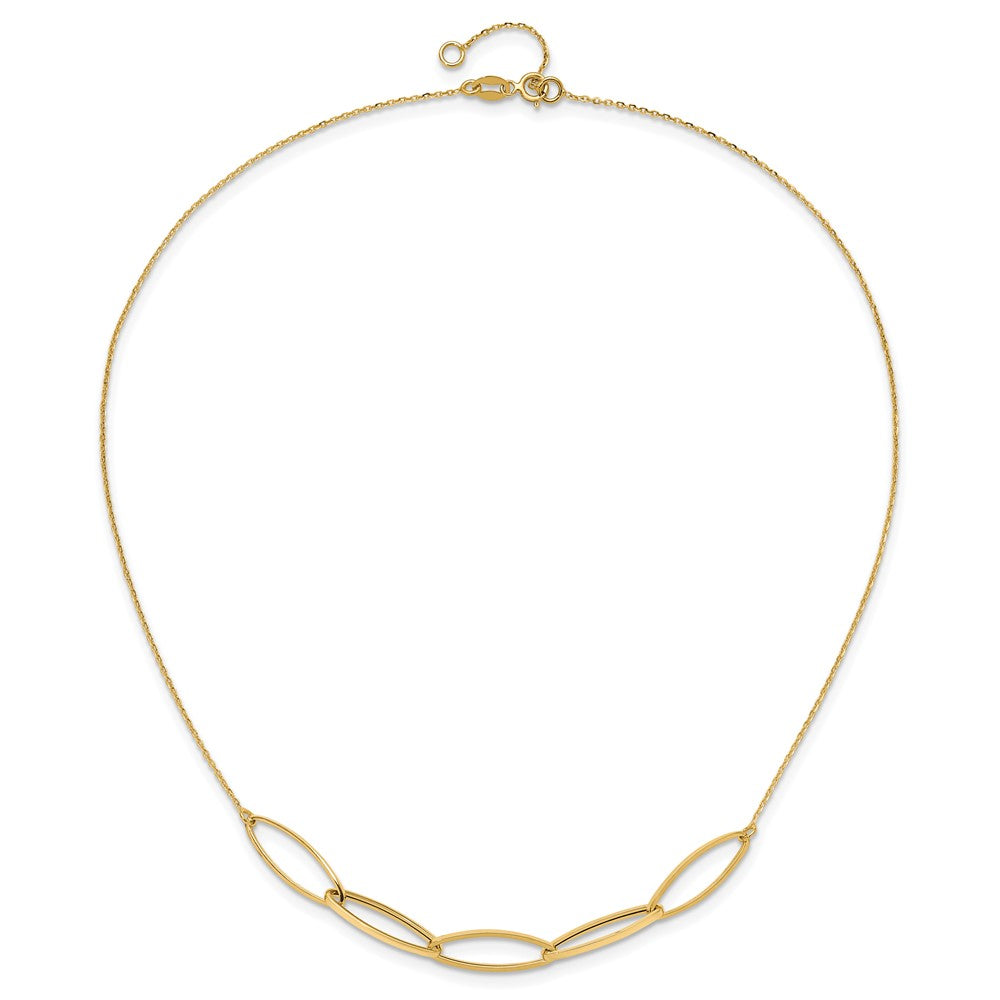 14K Yellow Gold Polished Fancy Link 16.5In With 1In. Ext Necklace