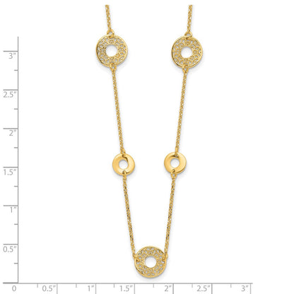 14K Yellow Gold Polished And Filigree Circle Stations With 1In. Ext. Necklace