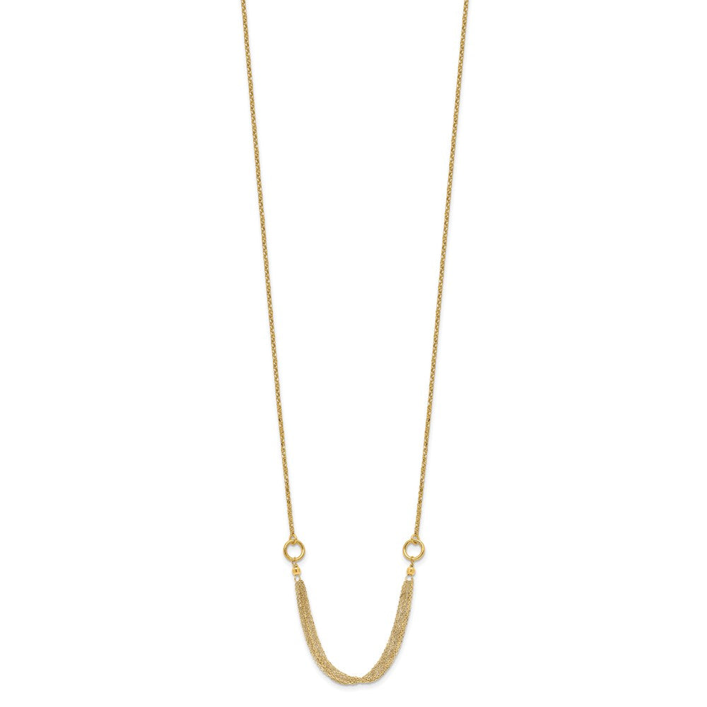 14K Yellow Gold Diamond Cut Multi Strand Accent With 1In. Ext. Necklace
