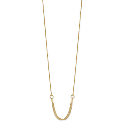 14K Yellow Gold Diamond Cut Multi Strand Accent With 1In. Ext. Necklace