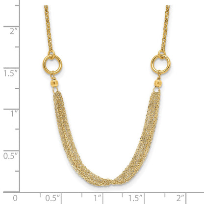 14K Yellow Gold Diamond Cut Multi Strand Accent With 1In. Ext. Necklace