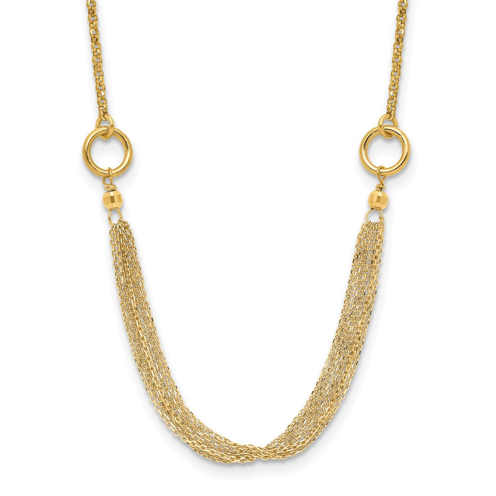 14K Yellow Gold Diamond Cut Multi Strand Accent With 1In. Ext. Necklace