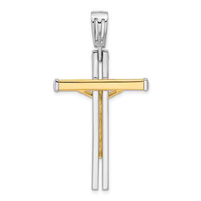 14K Two Tone Polished Crucifix Pendant