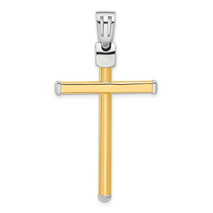 14K Two Tone Polished Cross Pendant