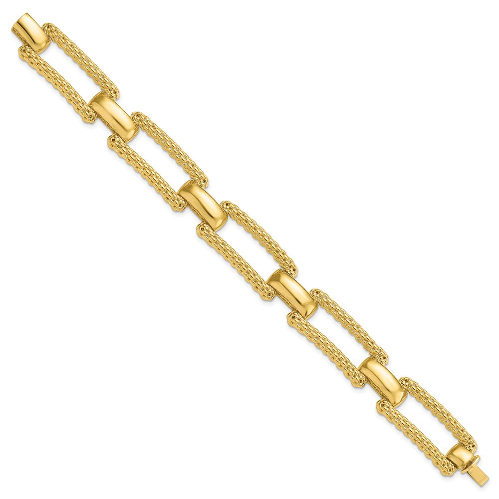 14K Yellow Gold Polished And Textured Fancy Bracelet