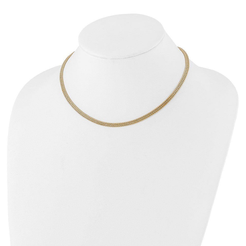 14K Yellow Gold With Diamond Cut Accent And 2In. Ext. Woven Necklace