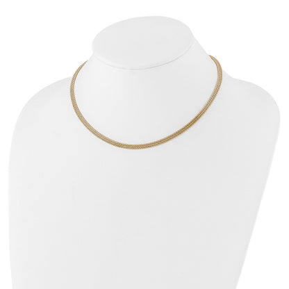14K Yellow Gold With Diamond Cut Accent And 2In. Ext. Woven Necklace