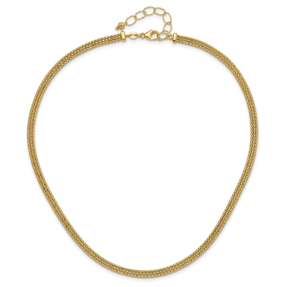 14K Yellow Gold With Diamond Cut Accent And 2In. Ext. Woven Necklace