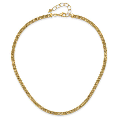 14K Yellow Gold With Diamond Cut Accent And 2In. Ext. Woven Necklace