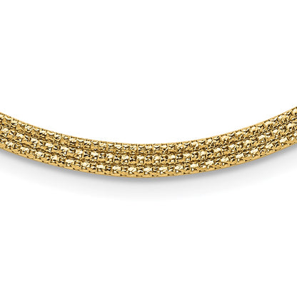 14K Yellow Gold With Diamond Cut Accent And 2In. Ext. Woven Necklace