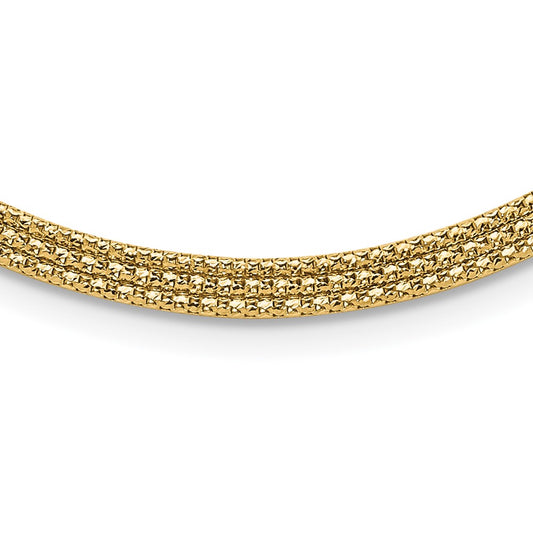 14K Yellow Gold With Diamond Cut Accent And 2In. Ext. Woven Necklace