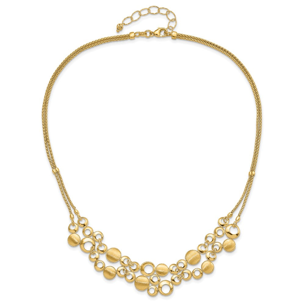 14K Yellow Gold Polished And Satin Circles With 2In. Ext Necklace