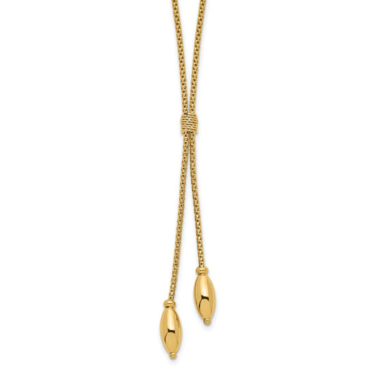 14K Yellow Gold Polished With 2In. Ext. Drop Necklace