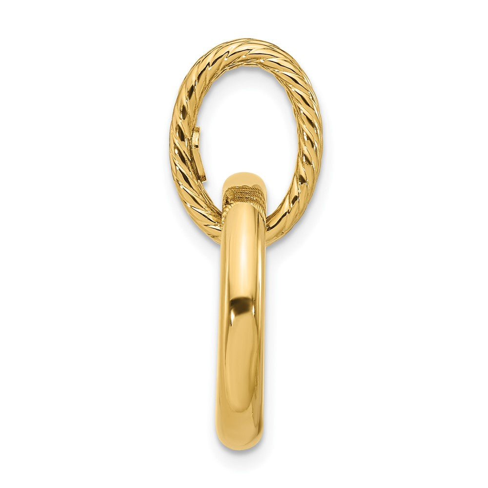 14K Yellow Gold Polished And Textured Circle Pendant