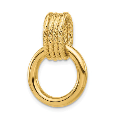 14K Yellow Gold Polished And Textured Circle Pendant