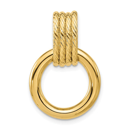 14K Yellow Gold Polished And Textured Circle Pendant
