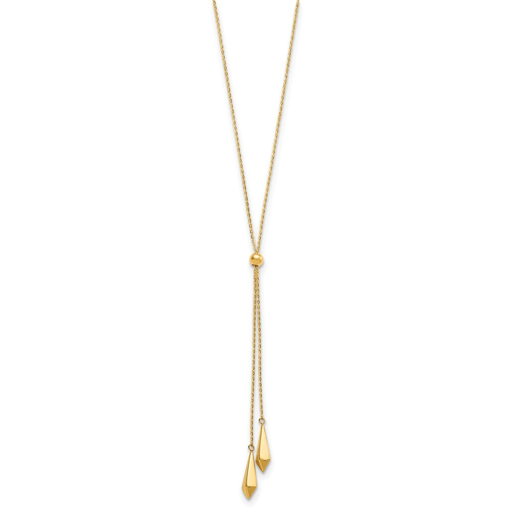 14K Yellow Gold Polished Adjustable Y Drop Necklace