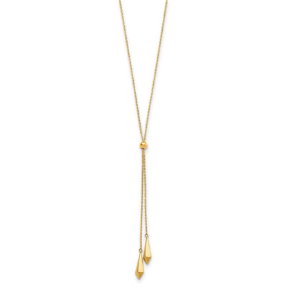 14K Yellow Gold Polished Adjustable Y Drop Necklace
