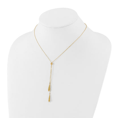 14K Yellow Gold Polished Adjustable Y Drop Necklace