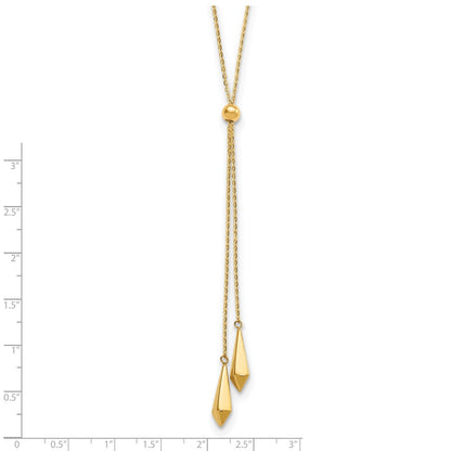 14K Yellow Gold Polished Adjustable Y Drop Necklace