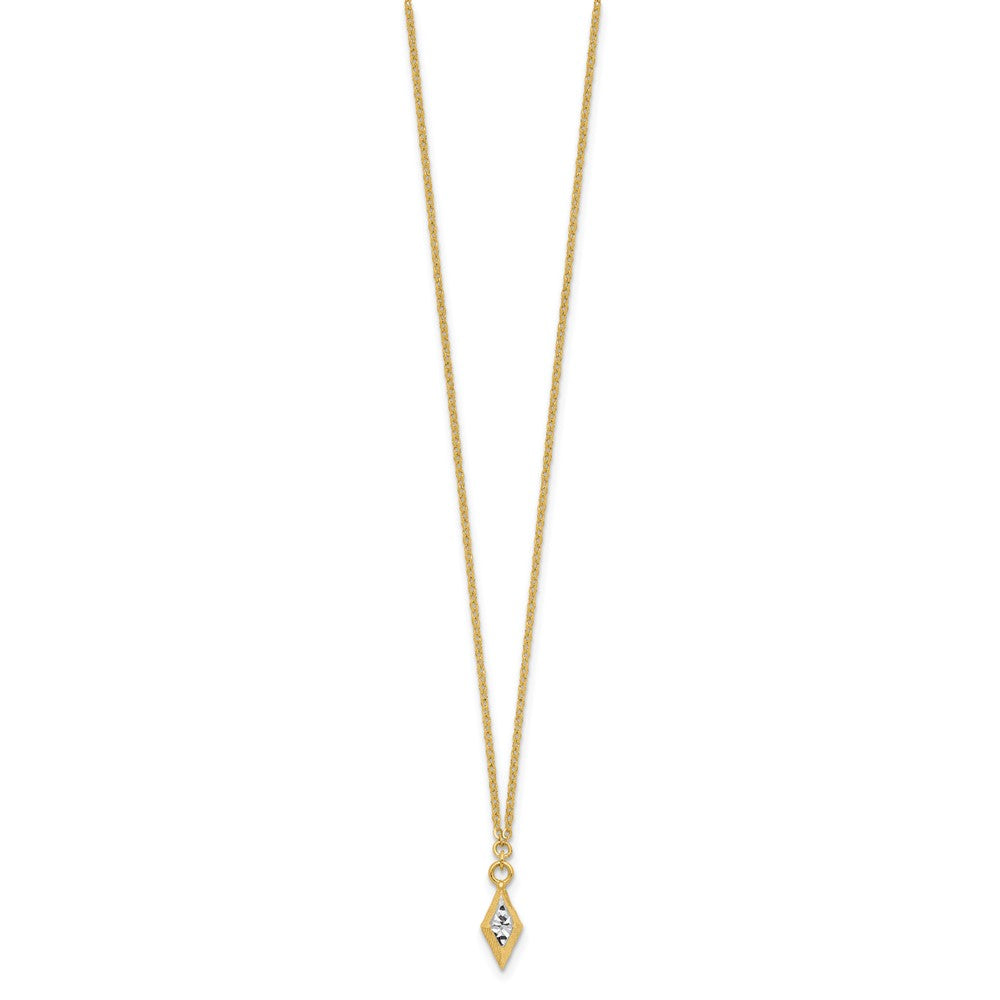 14K Yellow & Rhodium And White Polished Diamond Cut Necklace