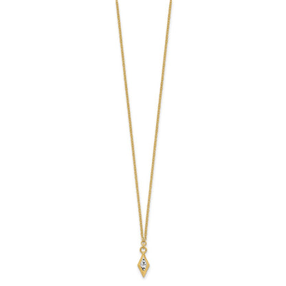 14K Yellow & Rhodium And White Polished Diamond Cut Necklace