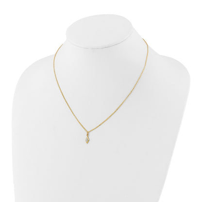 14K Yellow & Rhodium And White Polished Diamond Cut Necklace