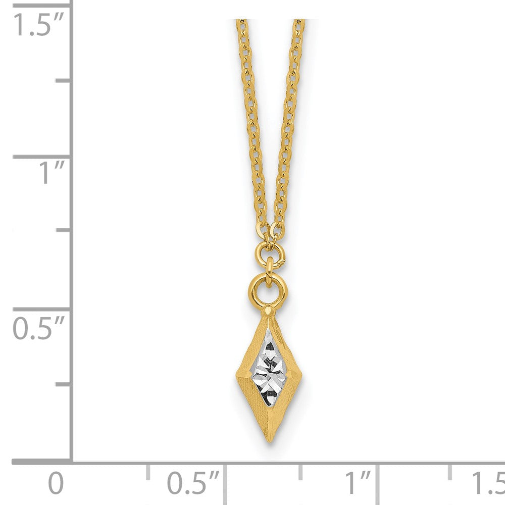 14K Yellow & Rhodium And White Polished Diamond Cut Necklace