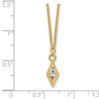 14K Yellow & Rhodium And White Polished Diamond Cut Necklace