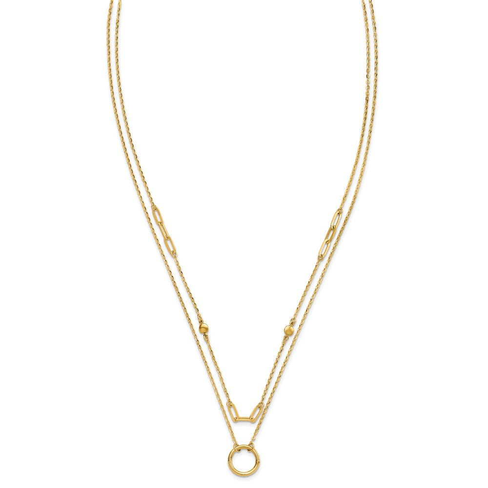 14K Yellow Gold Polished Double Layer Necklace