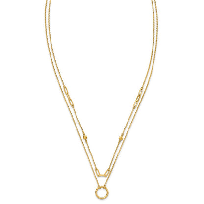 14K Yellow Gold Polished Double Layer Necklace